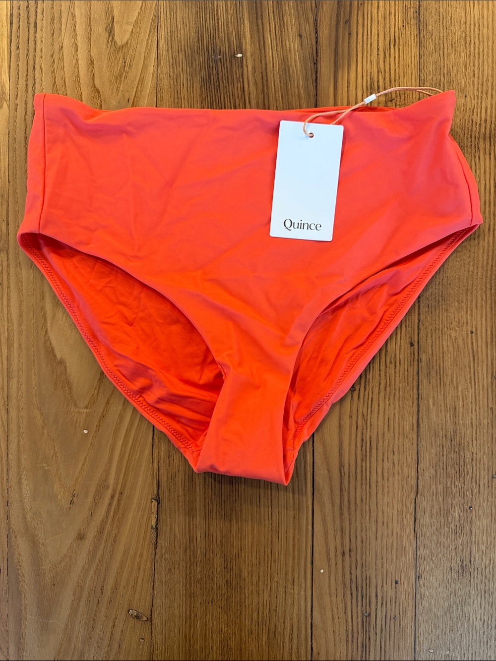 NWT Quince Womenโs High-Waist Bikini Bottoms - Coral Orange - size medium